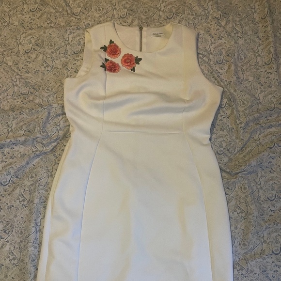 Plus Size Calvin Klein Embroidered Scuba Sheath Dress - Picture 1 of 4